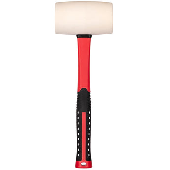 Mallet with a white head and red and black handle on a white background