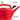 Red watering can with rose head feature on a white background