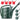 Large green watering can with multiple smaller variations around it on a white background