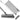A grey broom dismantled into 5 pieces, 4 handle sections and the head. The head and one piece are threaded for screwing together. White background.