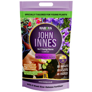 John Innes number 1 compost package with purple and green design on a white background