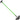 Garden lawn edger tool with green shaft and black head on a white background