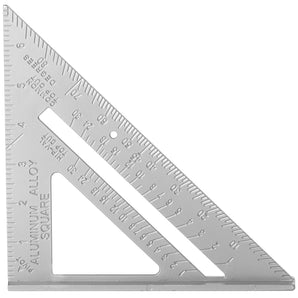Metal tri-square ruler on a white background