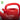 Red watering can with ergonomic handle on a white background