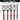 Set of five paint brushes with red handles and measurements on a white background. Size for all brushes 23cm length.