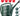 Large green watering can with multiple smaller variations around it on a white background